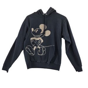 Disney World Pullover Hoodie Sweatshirt Black Size Small Tan Felt Mickey Mouse